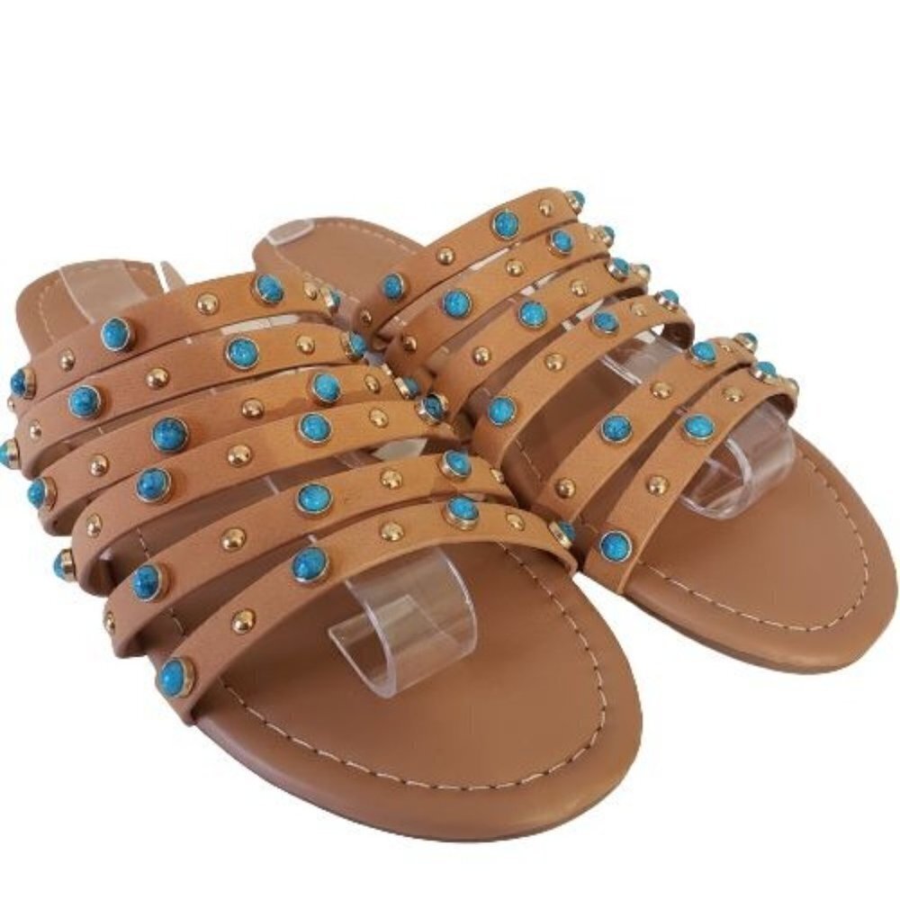 Olivia Miller walk with style Strappy Studded Slide size 7 NIB